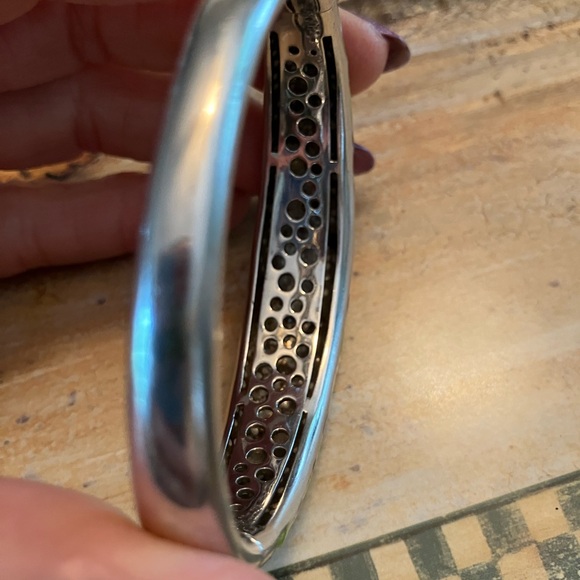 Belle Etoile Perroquet Parrot Sterling Silver Enamel Hinged Bangle Bracelet - Picture 5 of 11